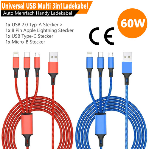Multi usb ladekabel 3in1 - usb,