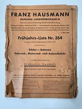 Alter Katalog HAUSMANN MÜNCHEN 1938 Fahrräder Motorrad Autozubehör Oldtimer