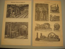 Bergbau-Bergarbeiter Maschinen-Anlagen von 1892-Original 7 Bilder-Lithographien