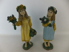 CANDY DESIGN NORWAY  2 Figuren Mädchen mit Blumen - Carl Larsson - Sammelfiguren