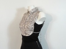 🌼 Top / Shirt / Seidenkragen beige mit schwarzem Muster - Größe S - Robert Friedman