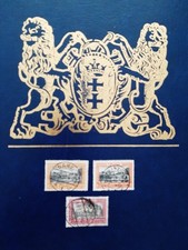 Danzig 1 und 2 Gulden Satz 212 a und b beide Farben + 213 gestempelt von 1925/35