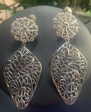 Hänge Ohrclips, 90igerJahre Schmuck, Silberfarben Leicht und Super Angenehm 368