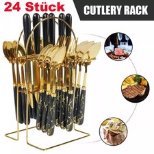 24Stück Gold Luxus Palast Besteck Set für 6 Personen Edelstahl Geschirr Besteck