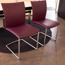 Draenert 2er-Set Stuhl Freischwinger Nobile Swing Soft Leder Lila