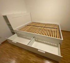 Brimnes Bett/Kopfteil, Gebrauchten Zustand + Matratze 140x200