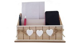 Schreibtischorganizer Briefablage Postablage Briefständer Holz Herz Stiftehalter