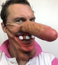 Lustig Halbes Gesicht Lang Dick Nase Maske Brown Willy Penis Kostüm Stag Hen