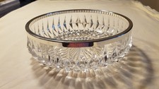Große Kristallschale  mit Silber(?)Rand   21,5 cm