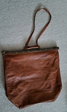 Reisetasche Leder Vintage mit Metallverschluss Weekender Arzttasche Cognac