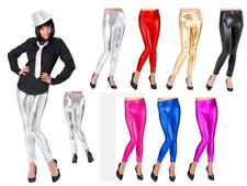 Metallic Leggings glänzende Disco Pants Glanzleggings Wet Look Party Hose Glanz