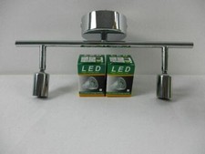 Hengda Deckenlampe 2-Strahler LED Chrom  Inkl 2x 4W GU10 LED Leuchtmittel 