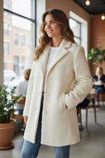 Damen Jacke aus weichem Teddy Stoff ecrú Winterjacke Gr. 38