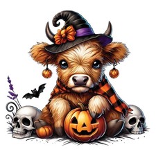 3x Halloween Highland cow car