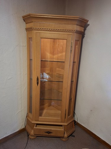 Schwere eichen eckvitrine - eichen,