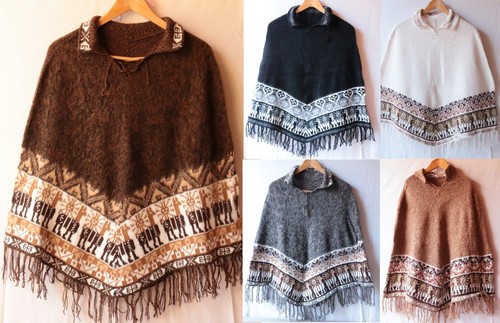 Alpaka strick poncho - alpaka,