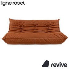 Ligne Roset Togo veganes Leder Dreisitzer Braun Cognac Neubezug