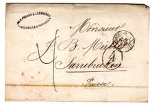 Preussen 1865 Incomming mail aus Maseille nach Saarbrücken (BA3254