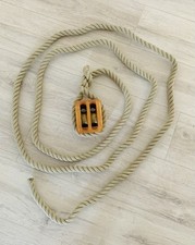 Umlenkrolle mit Tauwerk 2 Rollen Holz Messing neuwertig Dekoration Flaschenzug