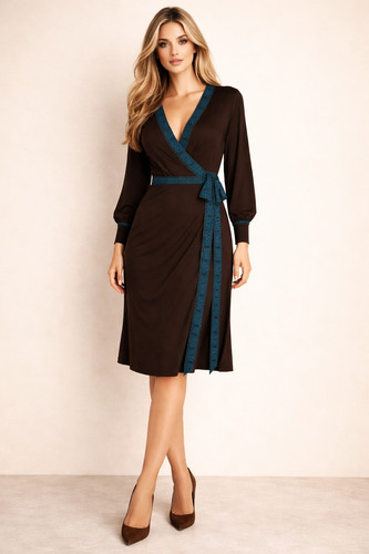 Viskose kleid mit - mit, bindegürtel