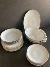 Antikes weißes Geschirr mit Goldstreifen, Thomas, 21 teilig