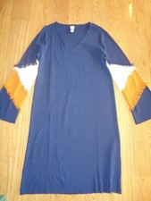 Heine Kleid Fransen Country-Style Strickkleid 40 42, blau colour blocking