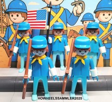PLAYMOBIL KLICKY "5 NORDSTAATLER / WESTERN FIGUR" MIT GEWEHR UND FAHNE GEBRAUCHT