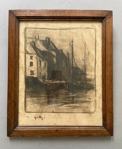 Dockboote zeichnung signiert - zeichnung,