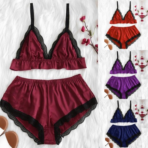 Damen satin seide pyjama set - satin,
