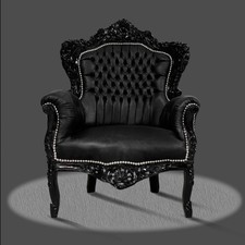 Barock Sessel Stoff Schwarz