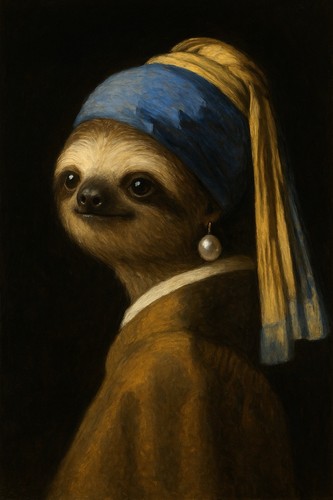 Vermeer stil sloth faultier - vermeer,