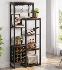 Weinkellerhaus 5-stufiger Weinflaschenhalter mit Glashalter Industriestil