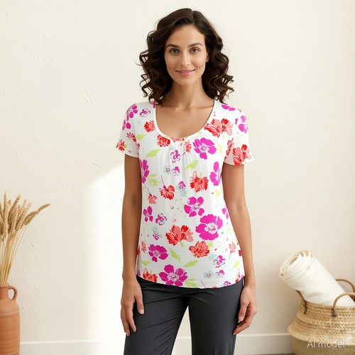 Boho shirt mehrfarbig blumen - mehrfarbig,