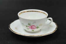 Walbrzych Poland Mokkatasse & Untertasse Blumen Goldrand Porzellan Vintage