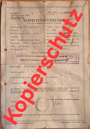 Schätzungsurkunde - , +