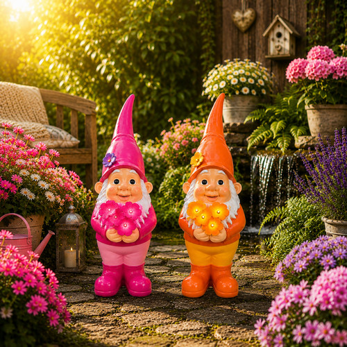Gartenzwerg led solar - solar, pink