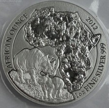 Ruanda 1 Oz Silber Nashorn