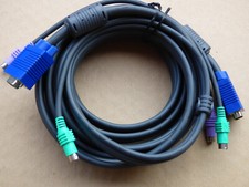 KVM Cable VGA F-M 2x PS2 M-M Keyboard Mouse Video Monitor Switch Extension Cable
