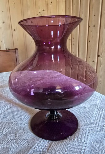 Vintage glasvase lila 20cm - glasvase,