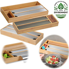 XL Holz Folienspender 2-4 Fächer Alufolie Frischhaltefolie Abroller Schubladen