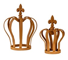 2er Set Krone Metall Rostdeko