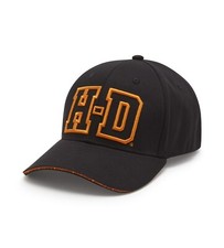 Harley-Davidson H-D Softail Stretch Fit Cap Black Schirmmütze Schwarz Orange