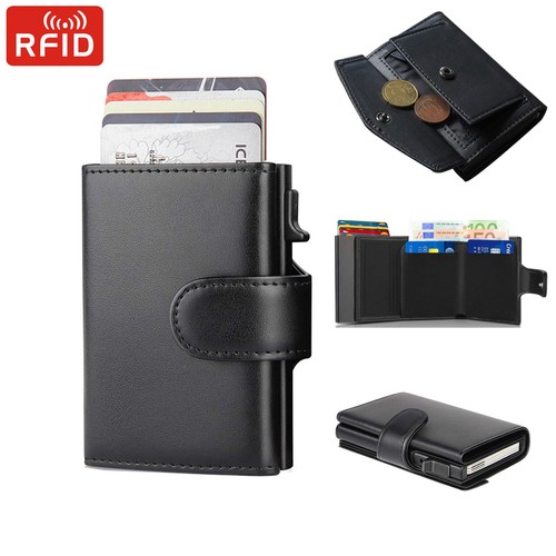 Slim leder wallet rfid - leder,