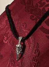 Massiver Tigerzahn, Zahn-Anhänger mit Totenkopf NEPAL für Kraft, 925er Silber