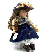 Topline Austria handgemachte Porzellanpuppe mit festlicher Kleidung 35cm handbem