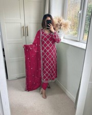 Indisch Partykleidung Look Kunst Georgette Kurta Palazzo Mit Dupatta für Frauen