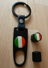 2 Ventilkappen + Anhänger Italian Flag in schwarz oder chrom ohne Markenbezug