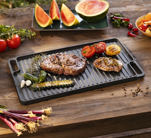 Gusseiserne wende grillplatte - gusseiserne, wende-grillplatte