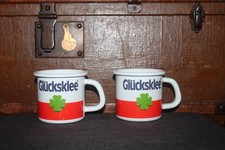 Werbung Glücksklee Kondensmilch 2 Stück Emaille Becher Tassen Reklame