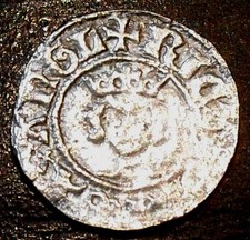 Unbekannte Silbermünze Mittelalter König Kreuz Umschrift - Text unten beachten !